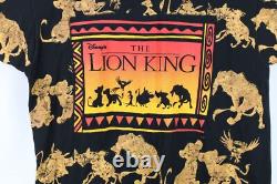 T-shirt à manches courtes vintage années 90 pour homme Disney taille unique imprimé intégral Le Roi Lion USA
