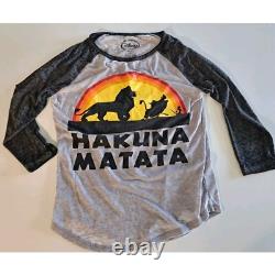 T-shirt de baseball Disney Le Roi Lion Hakuna Matata Femme Taille M Gris Moyen