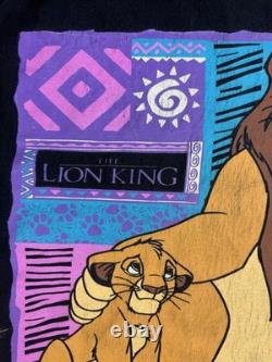 T-shirt vintage Disney Le Roi Lion OSFM noir Simba Mufasa graphique promo du film
