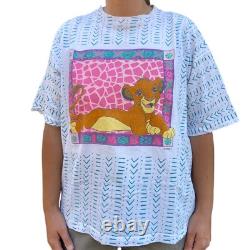 T-shirt vintage Disney années 90 Le Roi Lion Simba imprimé all-over adulte à simple couture