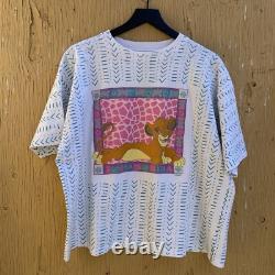 T-shirt vintage Disney années 90 Le Roi Lion Simba imprimé all-over adulte à simple couture
