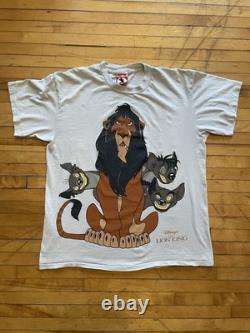 T-shirt vintage Disney des années 90 avec grand imprimé méchant Roi Lion Scar Mickey INC taille M/L