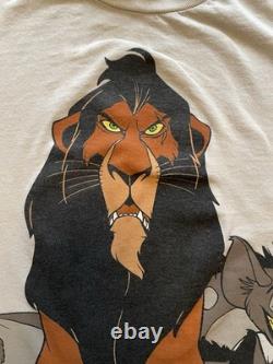 T-shirt vintage Disney des années 90 avec grand imprimé méchant Roi Lion Scar Mickey INC taille M/L