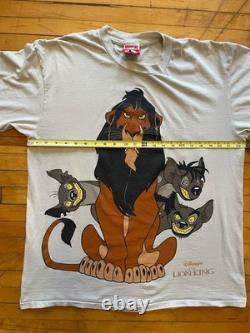 T-shirt vintage Disney des années 90 avec grand imprimé méchant Roi Lion Scar Mickey INC taille M/L