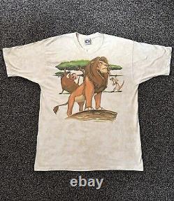 T-shirt vintage Liquid Blue des années 90 Le Roi Lion Simba Timon Pumbaa Taille XL rare