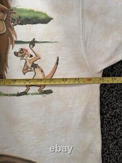 T-shirt vintage Liquid Blue des années 90 Le Roi Lion Simba Timon Pumbaa Taille XL rare