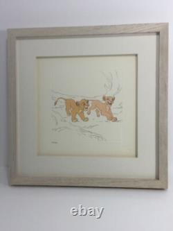 Trésors Disney Lion King Gravure Serigraphie Simba & Nala 1994 Avec COA Encadré