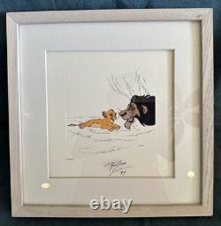 Trésors Disney - Tirage encadré de Scar et Simba du Roi Lion, signé par l'artiste, MIB