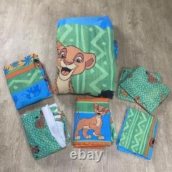 VTG 1994 DISNEY LE ROI LION LA FIERTE DE SIMBA 2 ENORMES DRAPS ENSEMBLE DE 7 PIÈCES AVEC JUPE DE COUETTE
