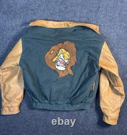 Veste Vintage Disney Le Roi Lion Simba Mickey Inc L Manches en Cuir Rare des Années 90