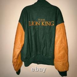Veste en cuir et laine de l'équipe d'animation vintage du Roi Lion Disney Taille XL