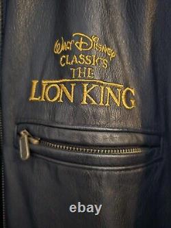 Veste en cuir vintage originale de première du Roi Lion Disney RARE 1994 Taille X Large