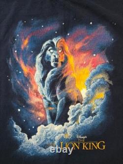 Vintage 1994 Disney Le Roi Lion Mufasa dans les nuages bleu foncé taille XL état neuf