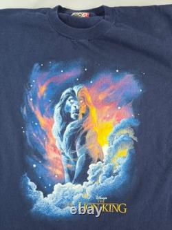 Vintage 1994 Disney Le Roi Lion Mufasa dans les nuages bleu foncé taille XL état neuf