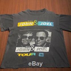 Vintage 1995 Elton John Billy Joel Roi Lion Tour T-shirt Bootleg Disney Simba Vtg