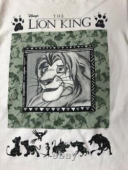 Vintage 90s Le Roi Lion Promo T-shirt Simba Nala Disney Taille XL Rare Aladdin