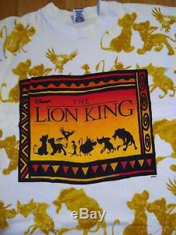 Vintage Disney Le Roi Lion All Over Imprimer Promo Blanc Tee Osfa 90 Vtg Rare
