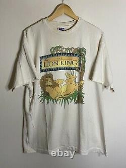 Vintage Le Roi Lion Hommes Hanes T-shirt Unique Point Blanc Rare Disney Taille XL