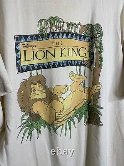 Vintage Le Roi Lion Hommes Hanes T-shirt Unique Point Blanc Rare Disney Taille XL