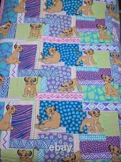 Vtg Années 90 Disney Lion King Simba Duvet Cover Fabric Sheets Literie Pastel #3