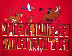 Vtg Disney Lion Roi Raglan Sweatshirt Hakuna Matata Rouge Simba Pumba Timon