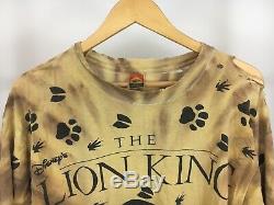 Vtg Le Roi Lion Disney Jerry Leigh All Over Imprimer T-shirt Affligé Taille XL