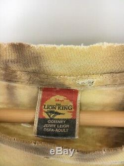 Vtg Le Roi Lion Disney Jerry Leigh All Over Imprimer T-shirt Affligé Taille XL