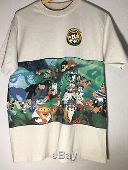 Vtg Tarzan Roi Lion De Walt Disney Pictures Promo Shirt 90s Simba All Over Imprimer