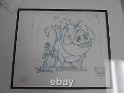 Walt Disney Lion King Timon Pumbaa Tv Production Originale Sketch/drawing + Coa